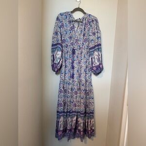 Few Moda Bohemian Floral Maxi Dress in Purple and Blue